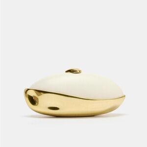Zara Gold and Cream Oval Clutch